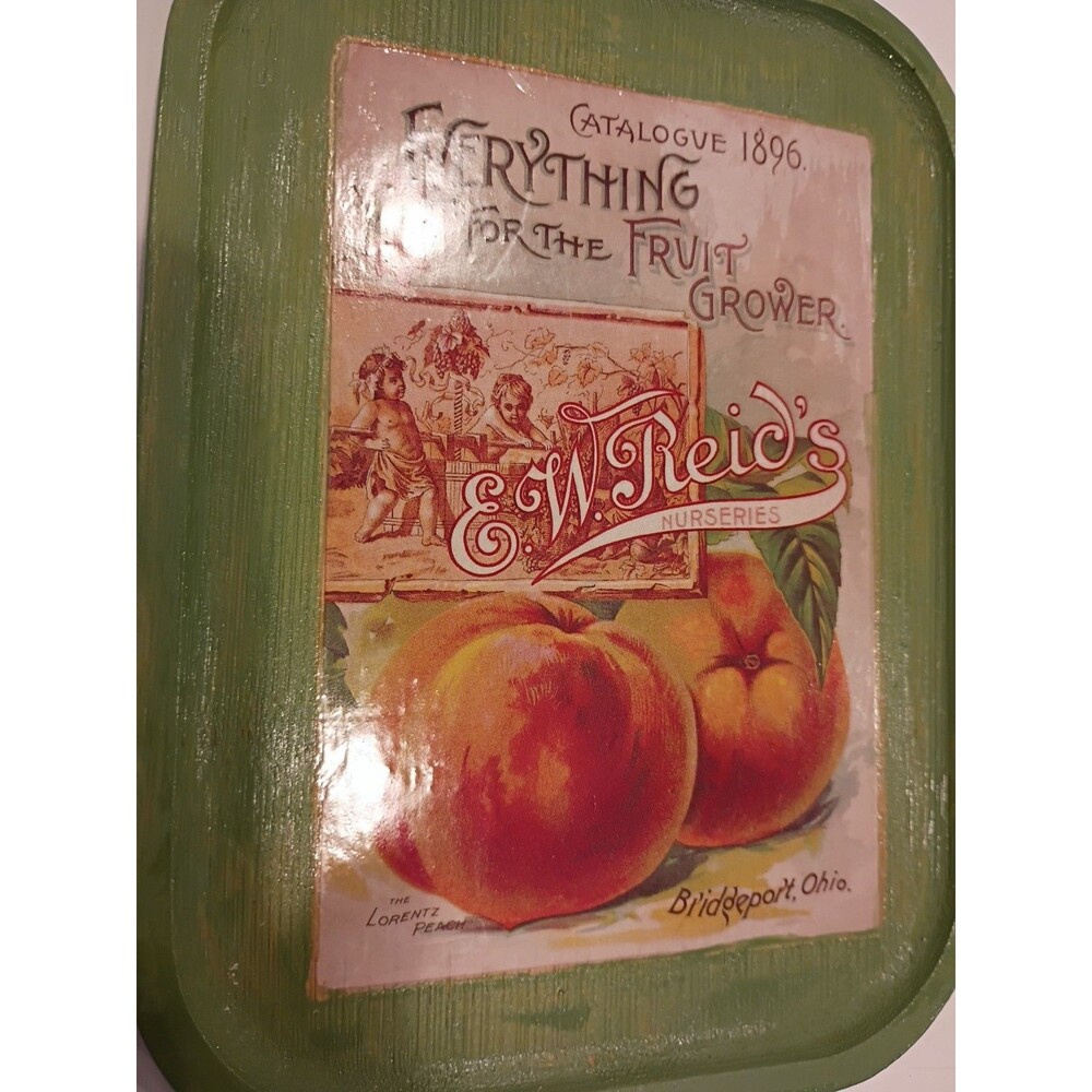 Vtg Sty Wood Serving Tray 5.5"X 7.5" Folk Art  Farmhouse 1894 W. Reids Catalog